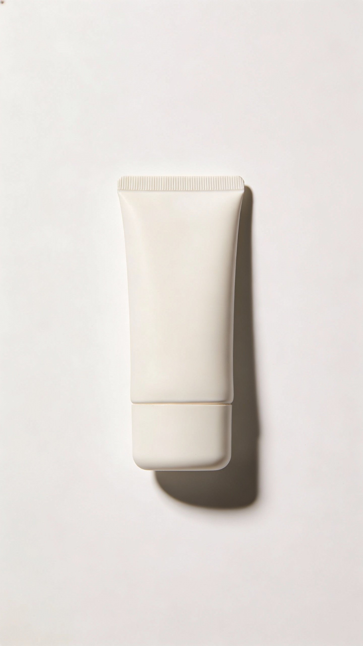 single sunscreen tube on white background, soft studio lighting