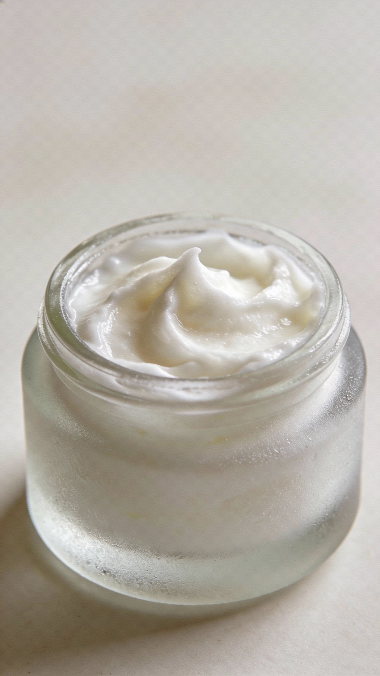 small whipped aloe gel moisturizer in frosted jar, closeup