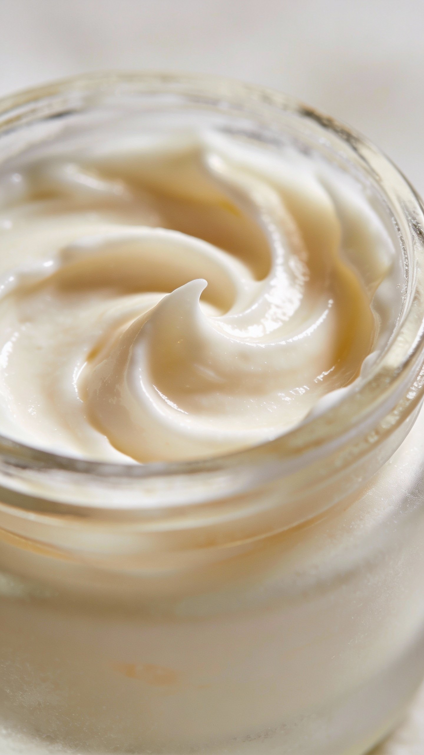 closeup swirl of homemade face cream in frosted jar