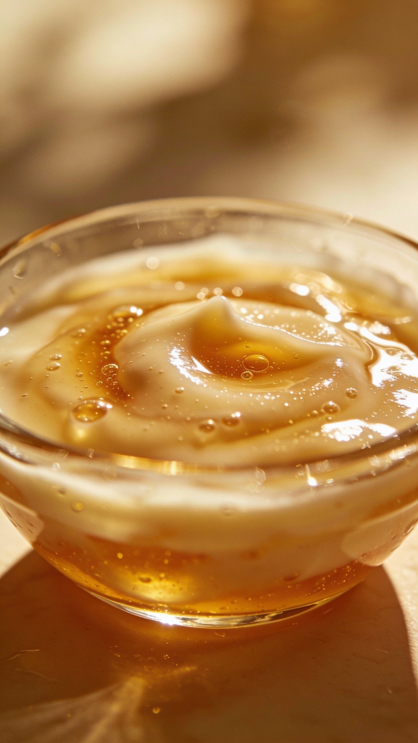 closeup of honey yogurt mask in glass bowl