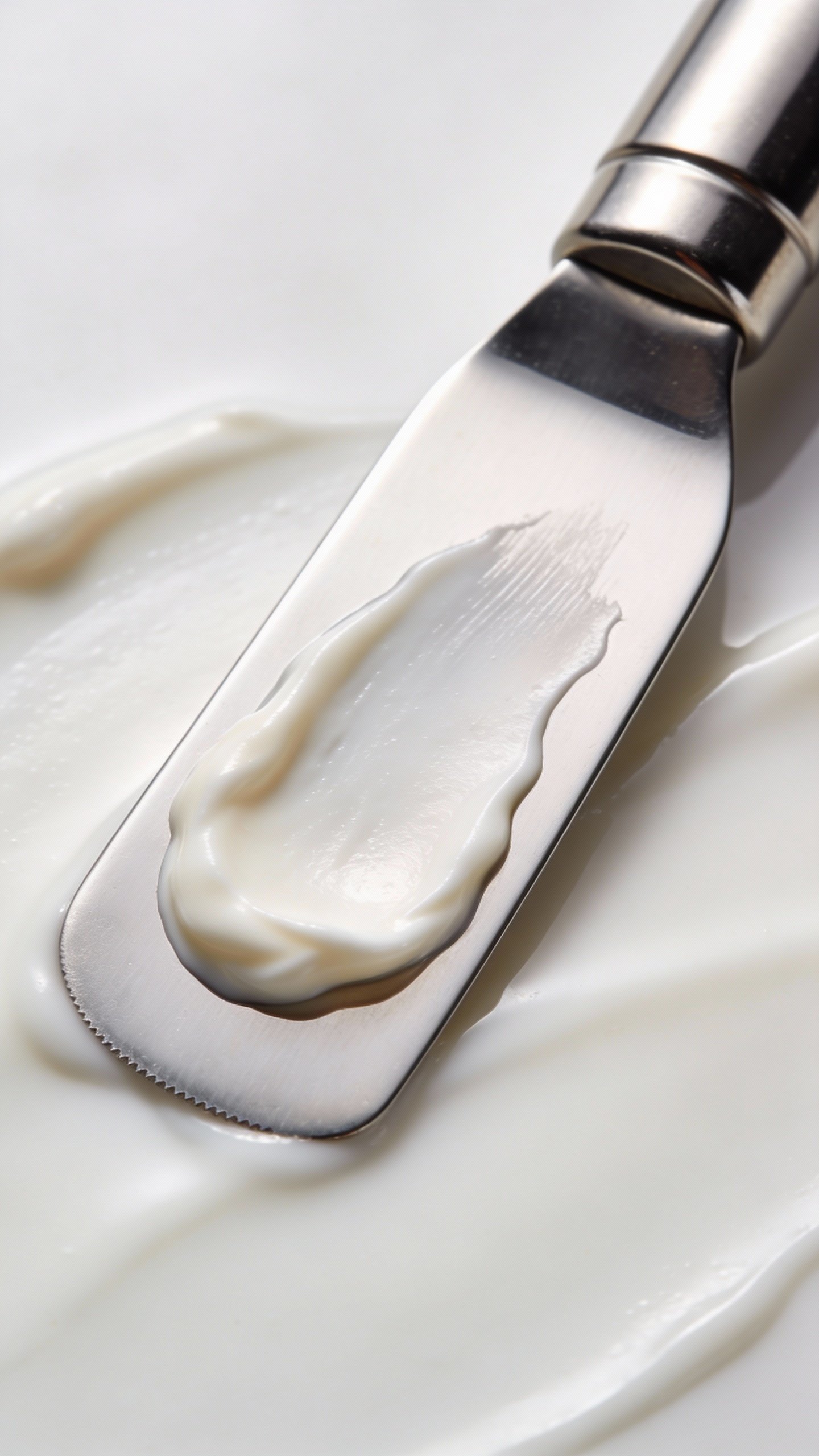 clean stainless steel spatula with unscented cream swatch