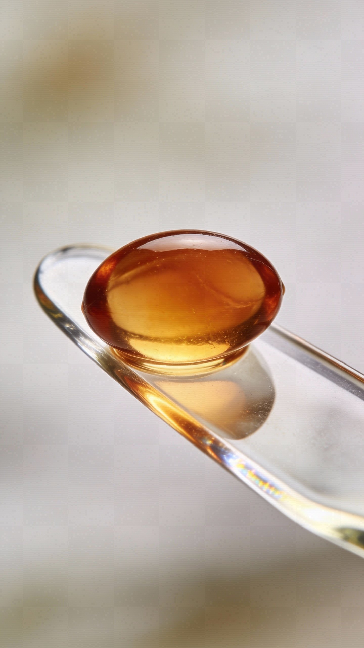 Macro shot of rosehip oil droplet on glass spatula
