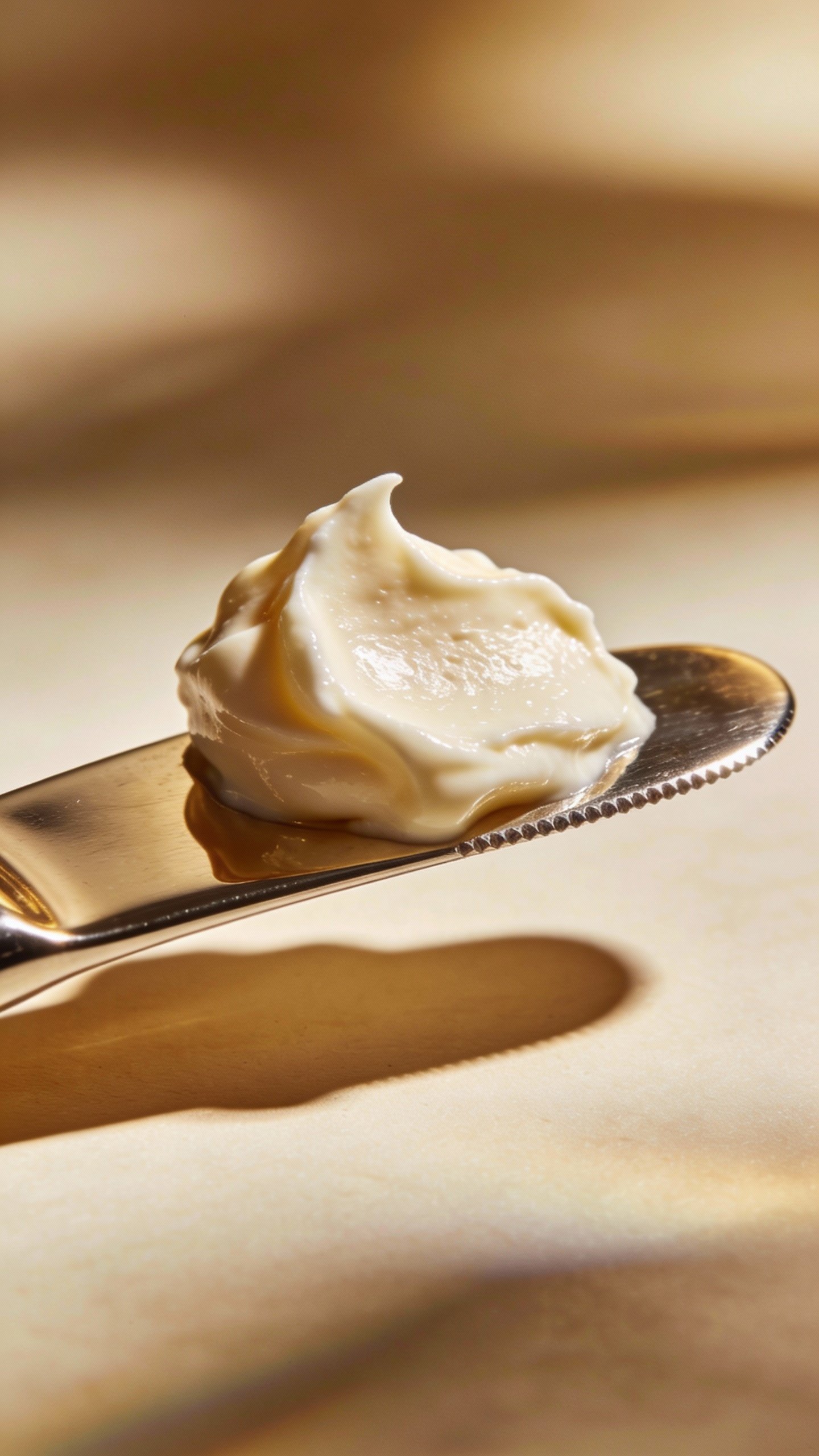 single dollop of rich face cream on stainless spatula
