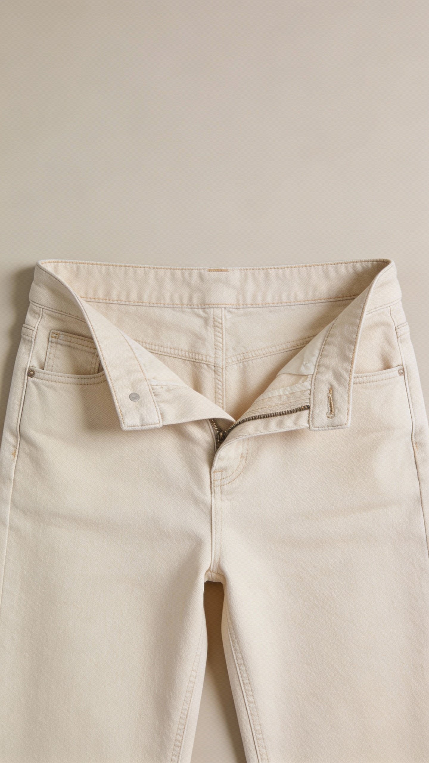 single high-rise jeans waistband showing no back gape
