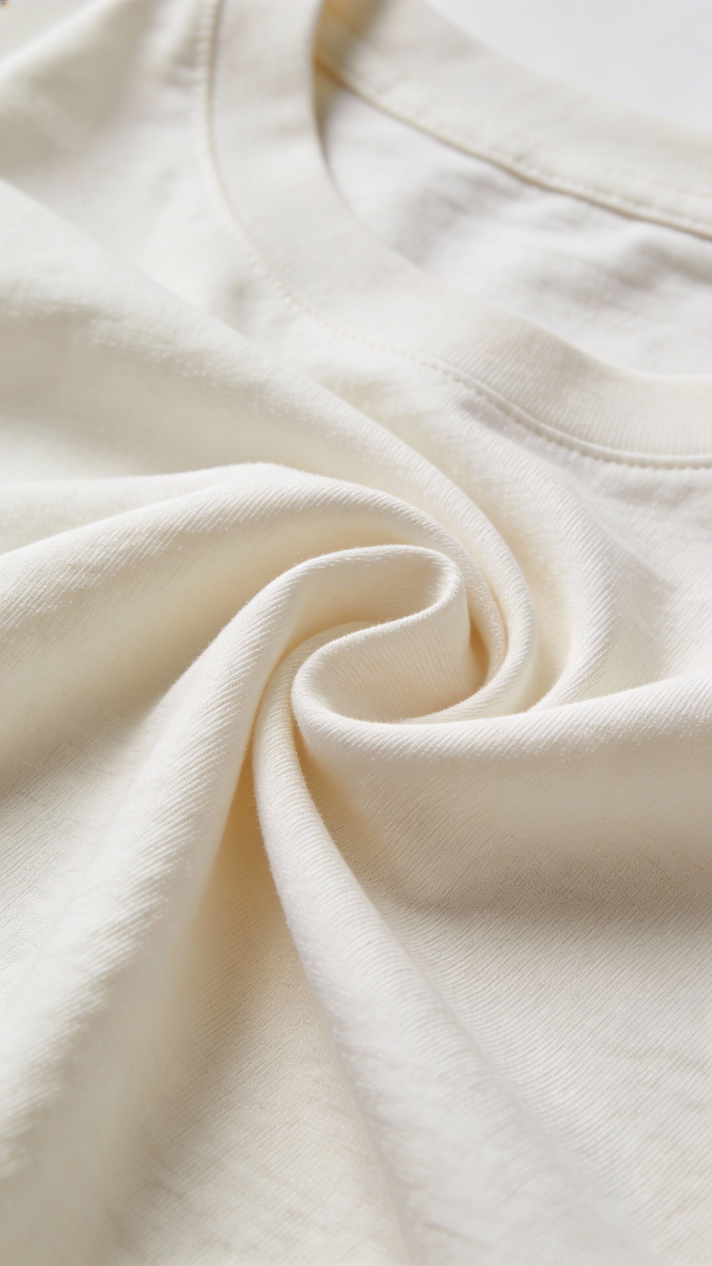 ivory drapey crewneck tee fabric texture, wrinkle-resistant detail