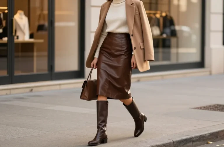 10 Brown Leather Skirt Outfit Ideas That Look Expensive