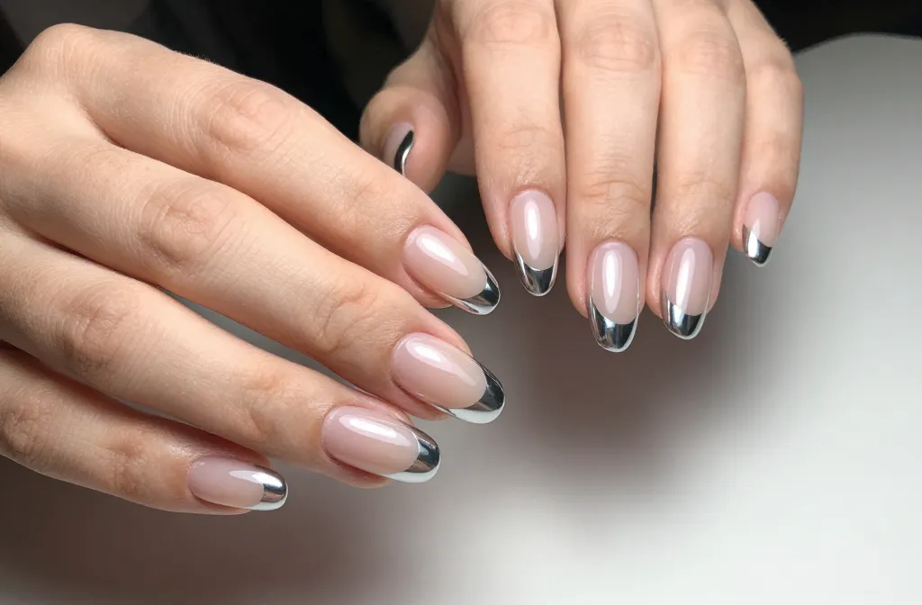 10 French Tip Chrome Nails That Shine Like Liquid Metal