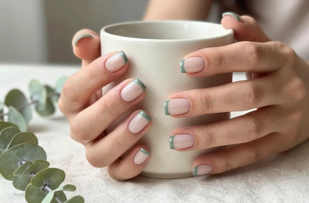 10 Sage Green French Tip Nails That Look Luxe and Effortless