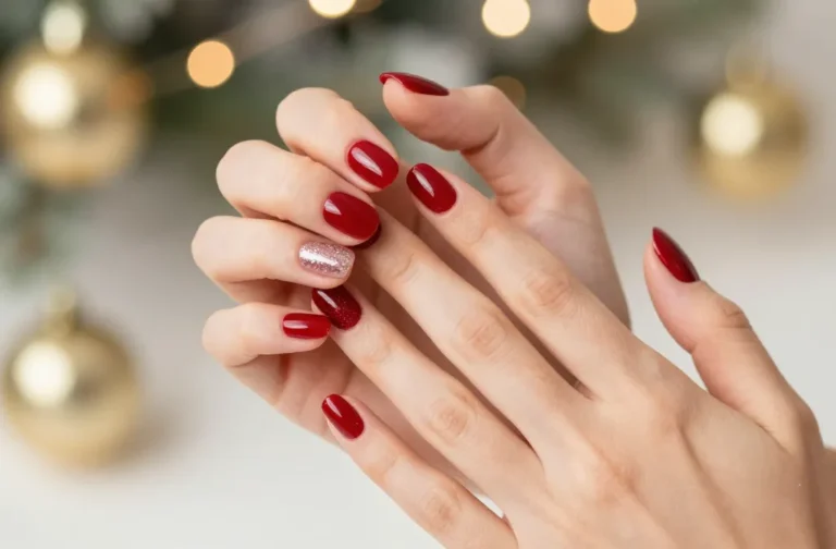 10 Short Red Christmas Nails That Sparkle All Season