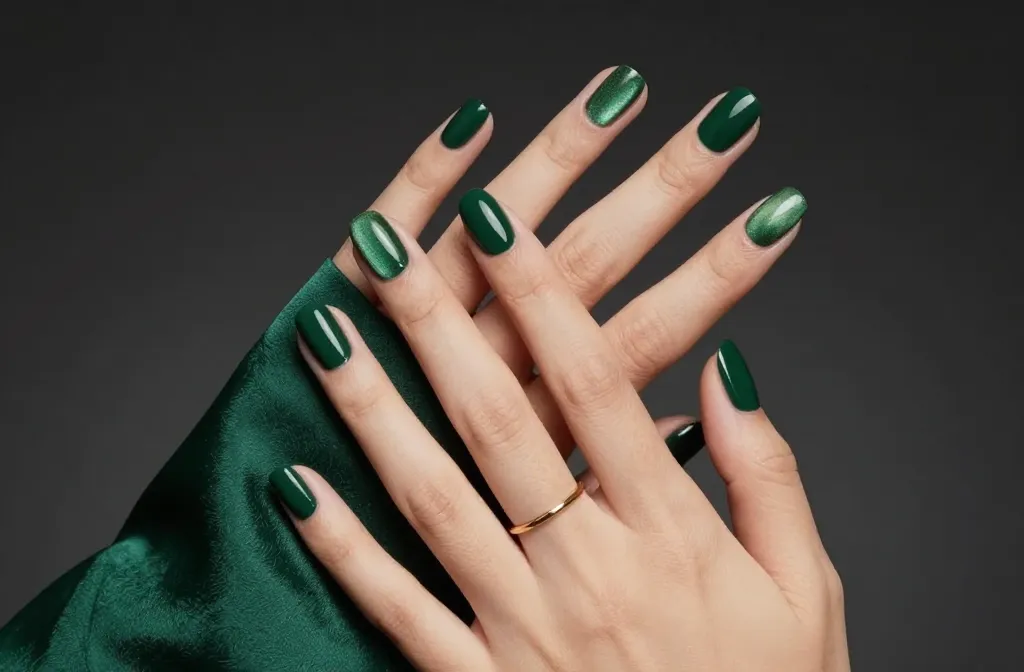10 Dark Green Short Nails That Look Insanely Luxe
