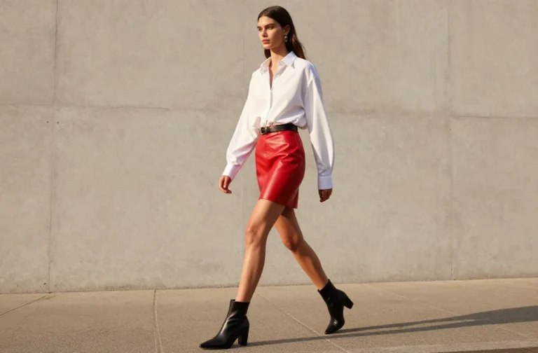 10 Red Leather Mini Skirt Outfits That Turn Heads