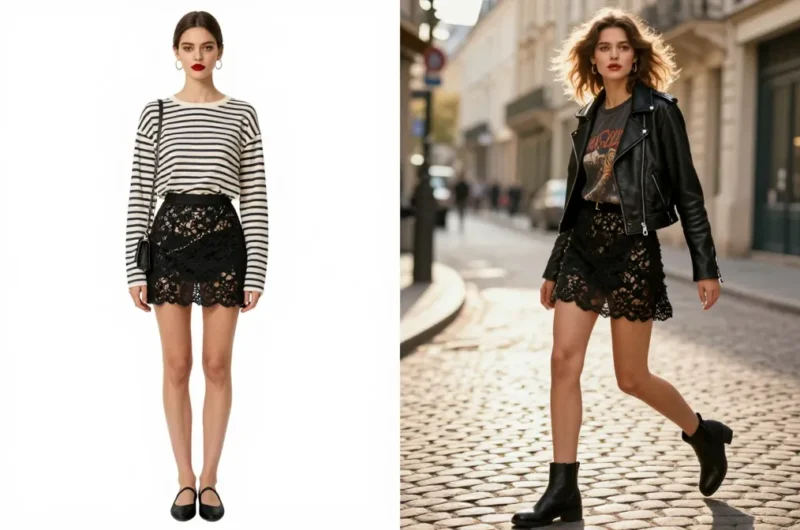 10 Black Lace Mini Skirt Outfits That Turn Heads