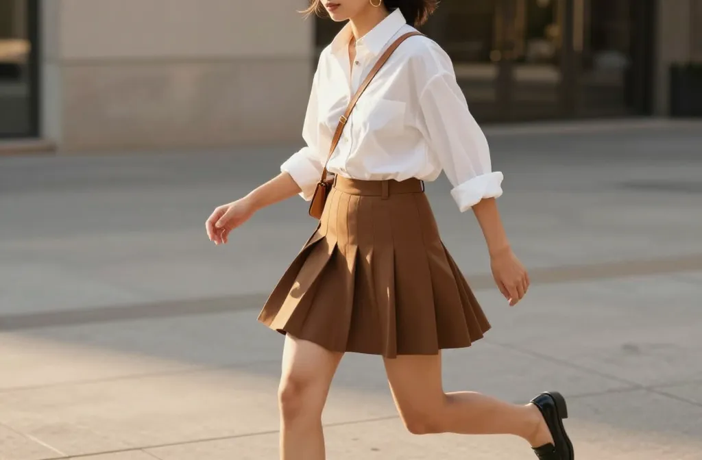 Steal These 10 Brown Pleated Mini Skirt Outfits Now