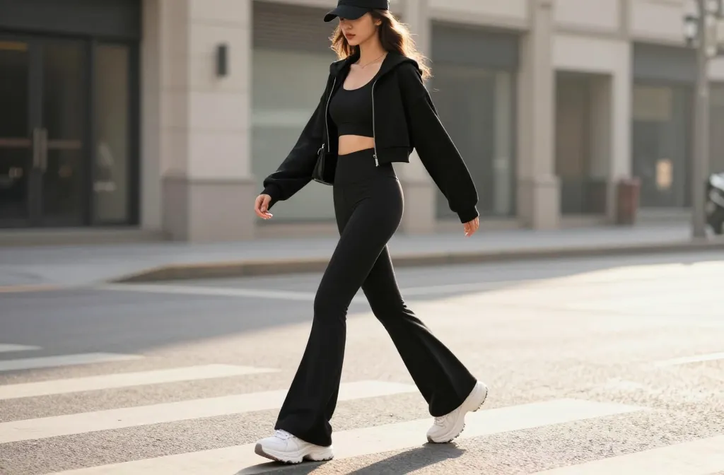 14 Black Flared Leggings Outfit Ideas That Always Slay