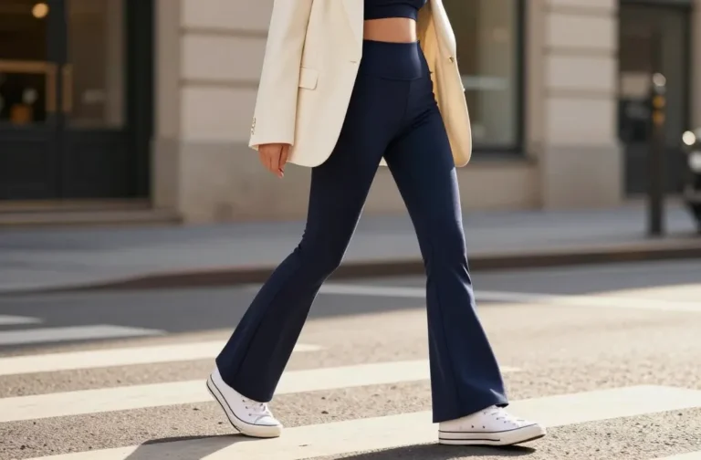11 Navy Flare Leggings Outfit Ideas That Turn Heads