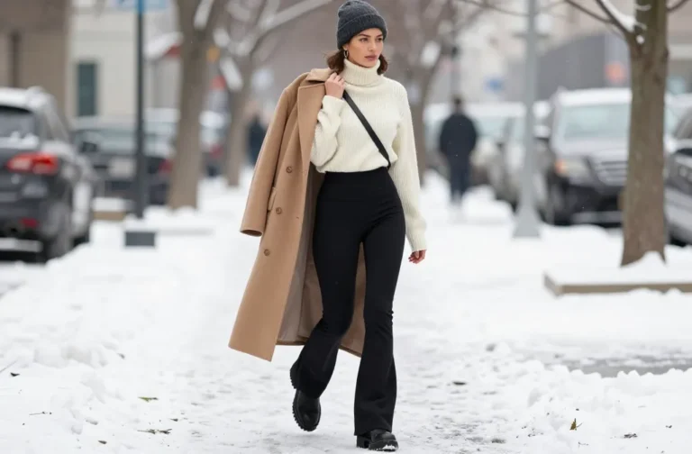 12 Black Flare Leggings Outfit Winter Looks to Steal Now