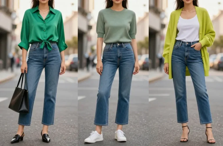 Viral Style: 13 Green Top + Blue Jeans Combos That Always Get Compliments