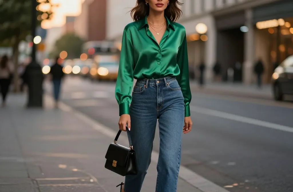 Stun in 10 Green Top Blue Jeans Outfits for Date Night