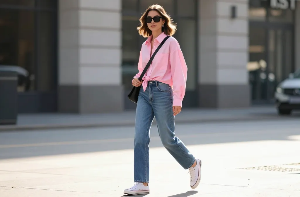 11 Blue Jeans Pink Top Outfits That Always Look Instagram-Worthy Now